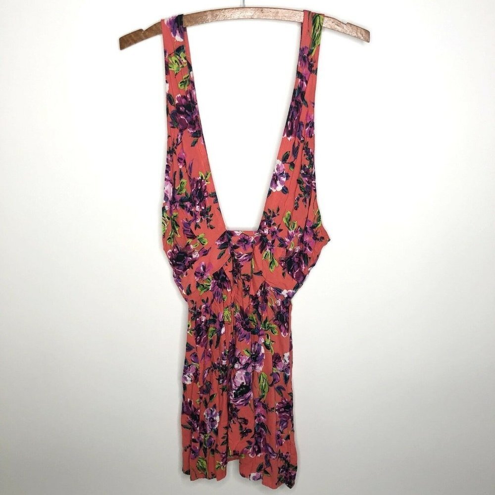 Pins & Needles Urban Outfitters Pink Floral Dress Plunge Mini Women's Small